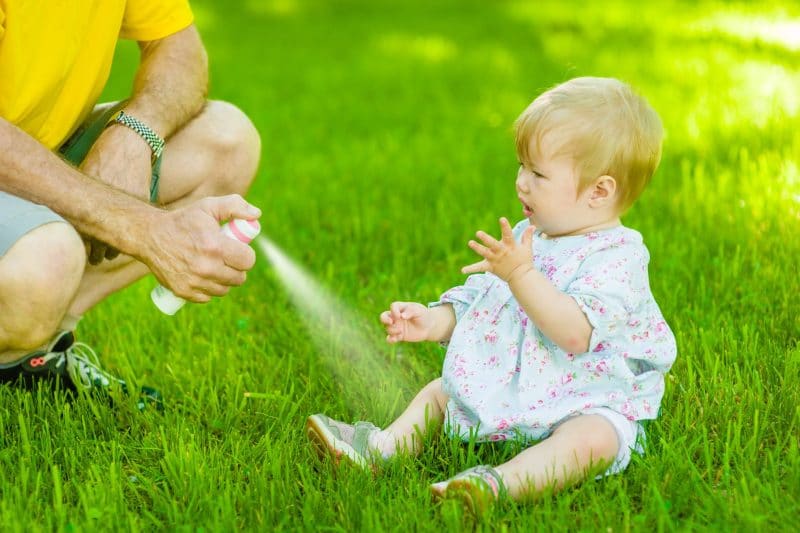 Protecting a baby through essential oil spray