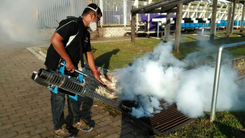 Mosquito fogging near drainages