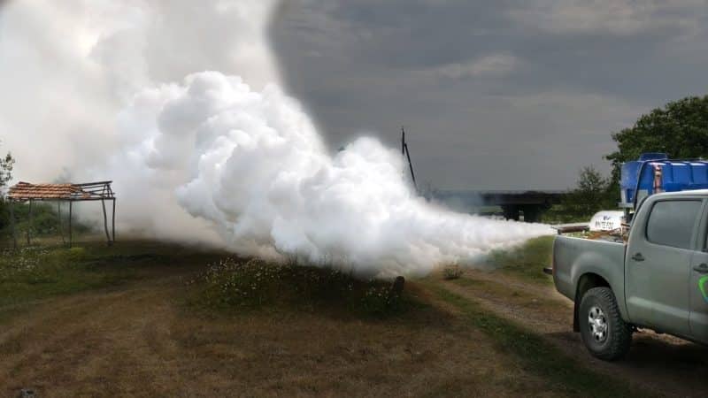 Fogging professionals in an area