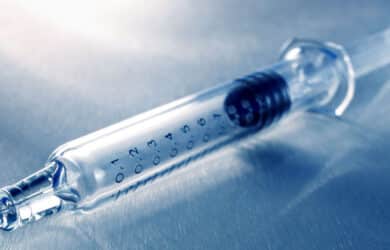 Silicone oil in a syringe